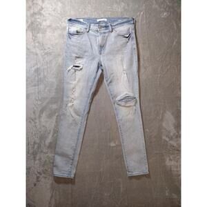 PacSun Jeans Mens 34x32 Light Wash Blue Stacked Skinny Distressed Ripped Denim